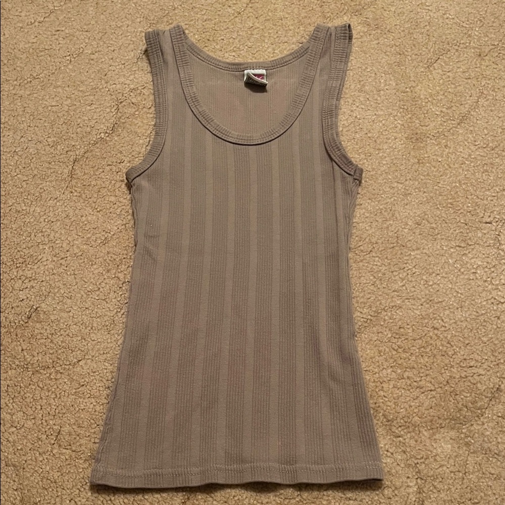 Elegant Taupe Ribbed Tank Top